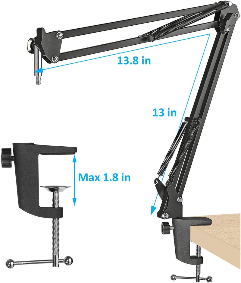 SUNMON Mic Stand with Foam Windscreen For Blue Snowball, Suspension Boom Scissor Arm Stand with Pop Filter Cover for Microphones iCE USB Mic by - Image 5